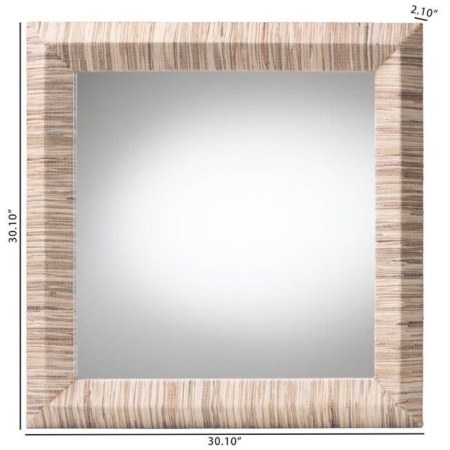 Adino Bohemian Woven Natural Grasscloth Square Accent Mirror, NATURAL, alternate image number 5