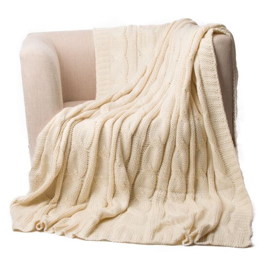 Battilo Home Cable Knit Throw Blanket, Acrylic Soft Cozy Snuggle Blanket, All Seasons Suitable for Adults and Kids, 50" x 60", , alternate image number null