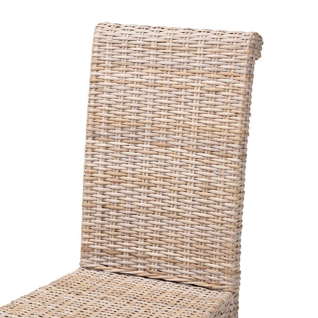Santiago Bohemian Grey Natural Kubu Rattan and Mango Wood Dining Chair, , alternate image number 10