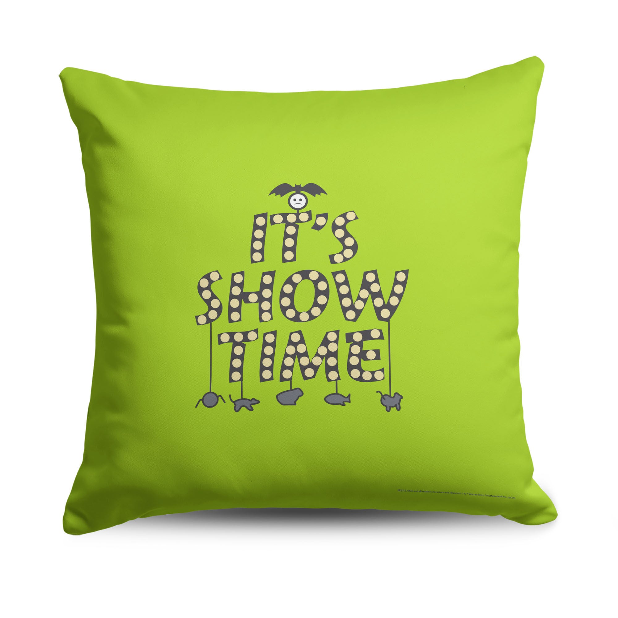 Warner Bros. Beetlejuice It's Showtime Throw Pillow 18X18 Inches, GREEN, hi-res image number 0