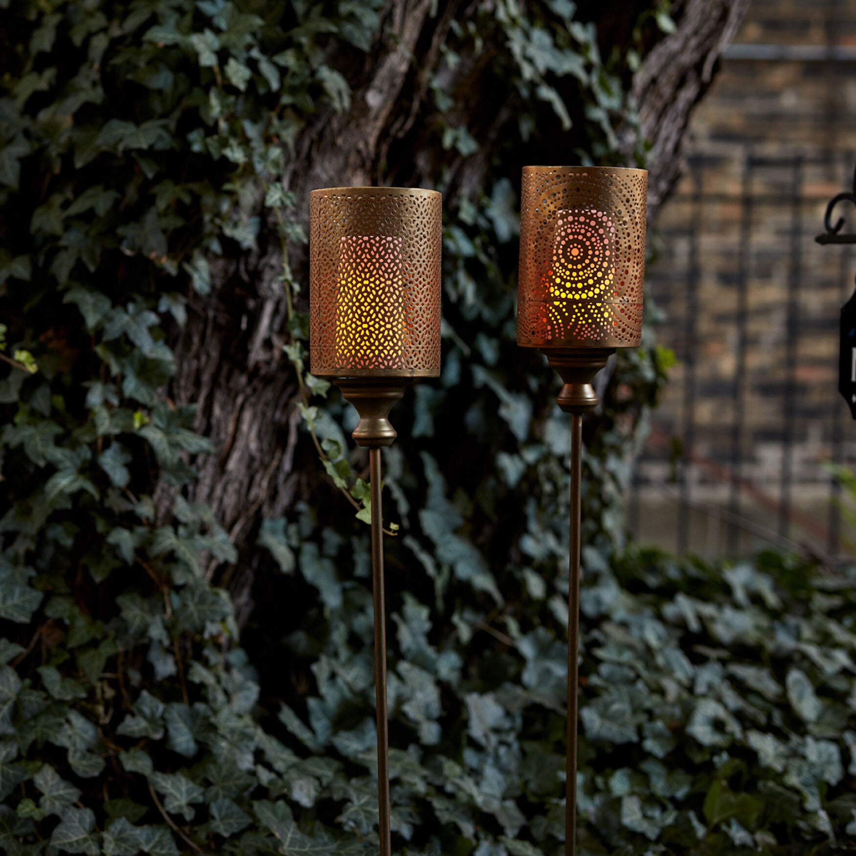 Punched Metal Candle Holder Garden Stake (Set Of 4), , on-hover image number 1