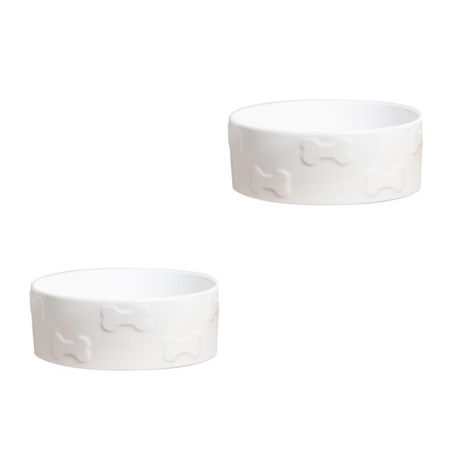 Set Of Two Manor White Small Pet Dog Cat Bowls, WHITE, hi-res image number null