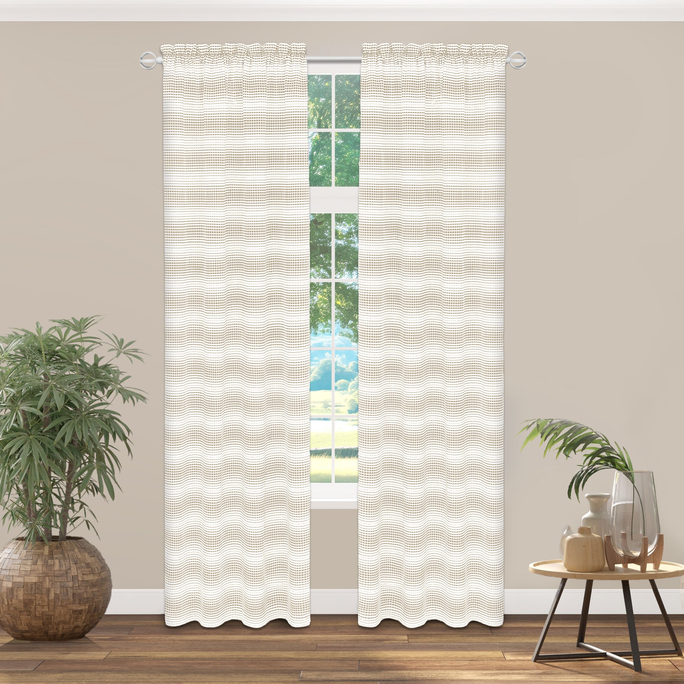 Gramercy Rod Pocket Window Curtain Panel, TAUPE, hi-res image number 0