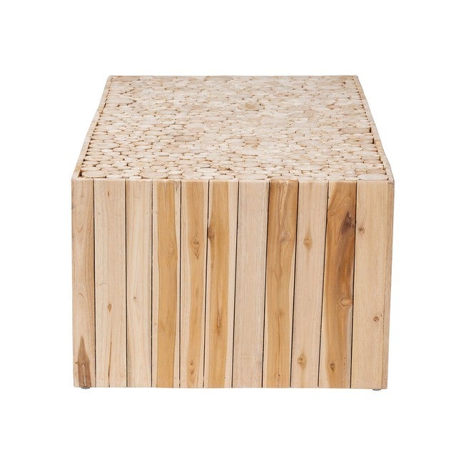 Grayson Bohemian Natural Teak Wood Coffee Table with Unique Repurposed Wood Logs, NATURAL, alternate image number null