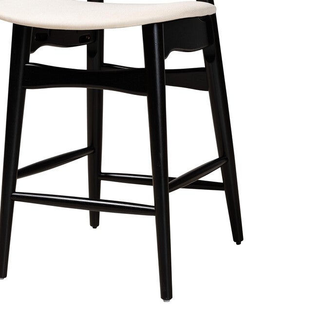 Tarana Mid-Century Modern Grey Fabric And Walnut Brown Finished Wood 2-Piece Counter Stool Set, , alternate image number null