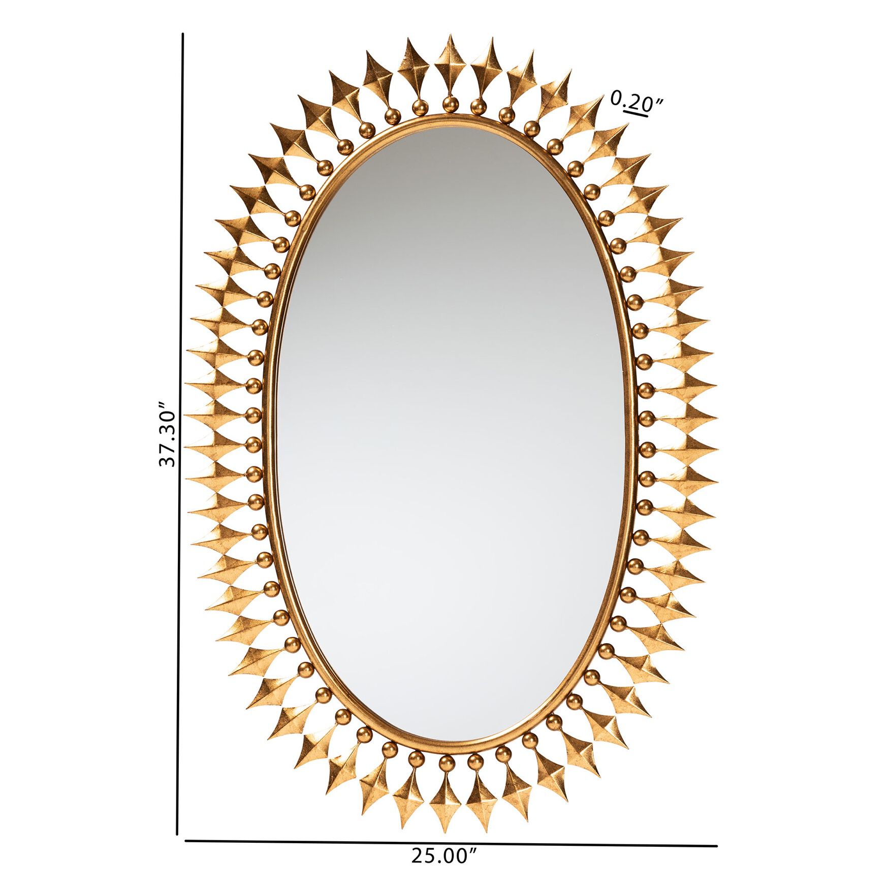 Rogier Modern Glam And Luxe Antique Goldleaf Metal Accent Wall Mirror, , alternate image number 3