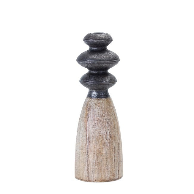 Candle Holder (Set of 4) 8.75 inchesH, 9.25 inchesH, 11.5 inchesH, 13.25 inchesH Resin/Stone Powder, BROWN/WHITE, alternate image number null
