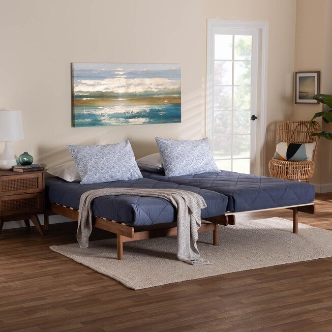 Bolivia Mid-Century Modern Walnut Brown Wood Expandable Twin To King Bed Frame, , alternate image number null