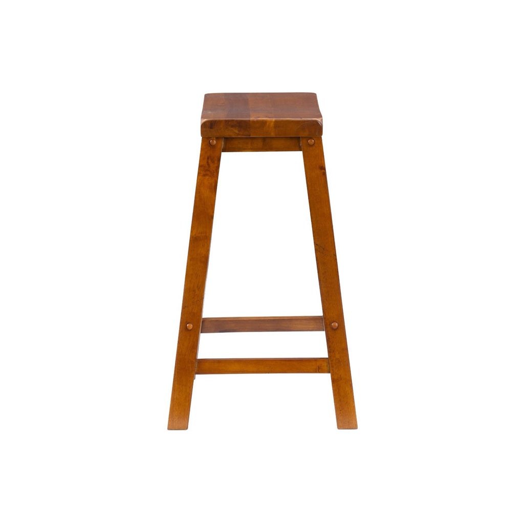 Wooden counter stool from front, natural wood finish