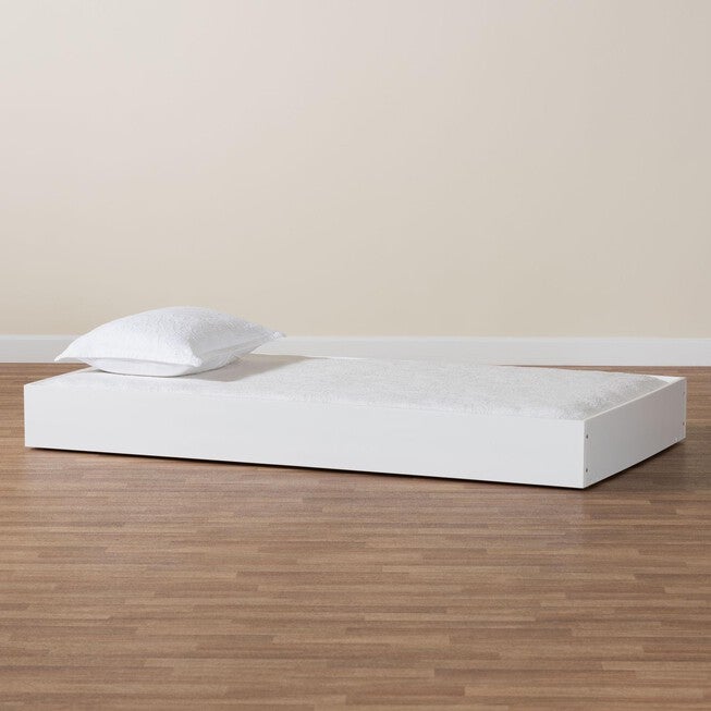 Baxton Studio Roni Modern White Wood Twin Trundle, WHITE, alternate image number null