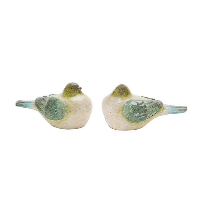 Bird (Set of 2) 7.5 inchesL x 3.5 inchesH Resin, GREEN/WHITE, hi-res image number 0