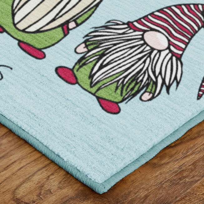 Christmas Gnomes Light Blue Kitchen Rug, , on-hover image number 1