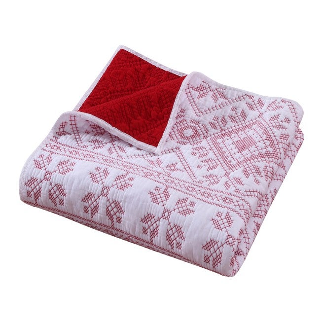 Holly, Cross Stitch Quilted Throw Blanket, , alternate image number 4