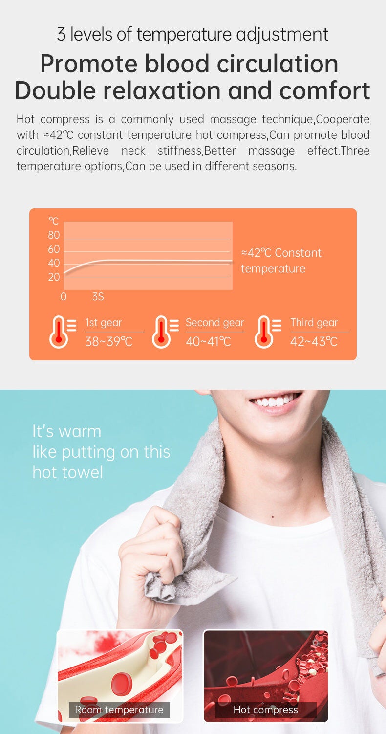 Hands Free EMS Neck Massager Heated 4 modes 15 levels, WHITE, alternate image number 6