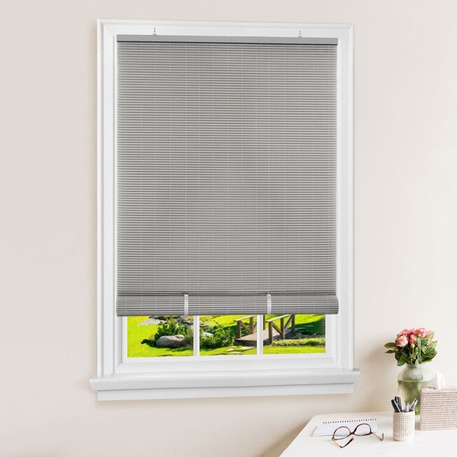 Cordless Solstice Vinyl Roll-Up Blind, Grey, , alternate image number 2