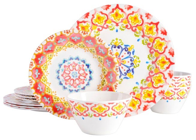 12-Pc. Tamayo Melamine Dinnerware Set, MULTI, hi-res image number null