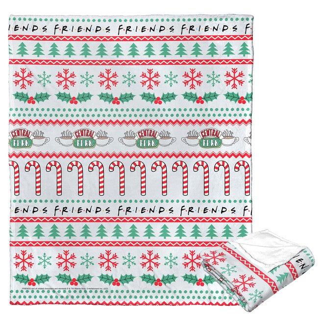 Wb Friends Candy Cane Coffee Silk Touch Throw Blanket, O, hi-res image number null