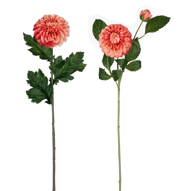 Pink Dahlia Flower Stem With Bud Accent (Set Of 4), PINK, hi-res image number null