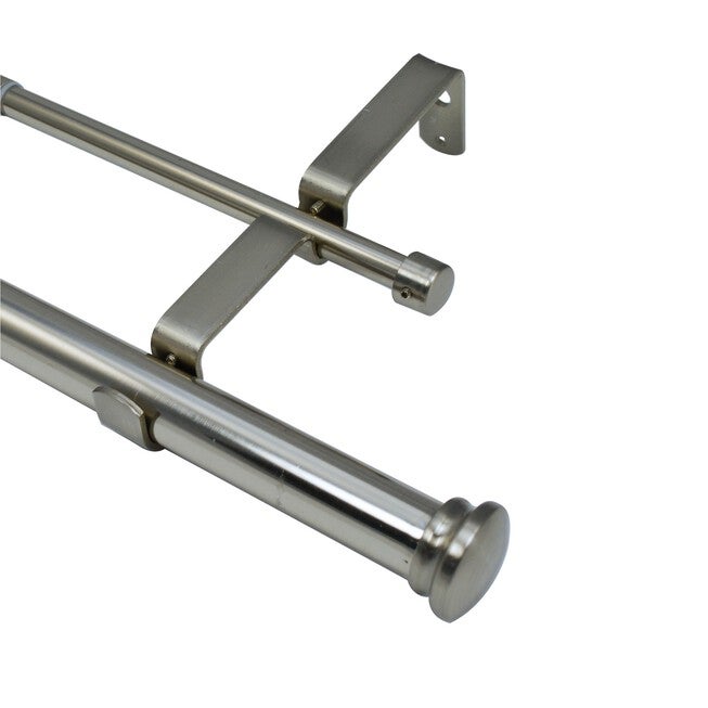 Imperial Corona Double Window Curtain Rod Set Window, BRUSHED NICKEL, hi-res image number 0