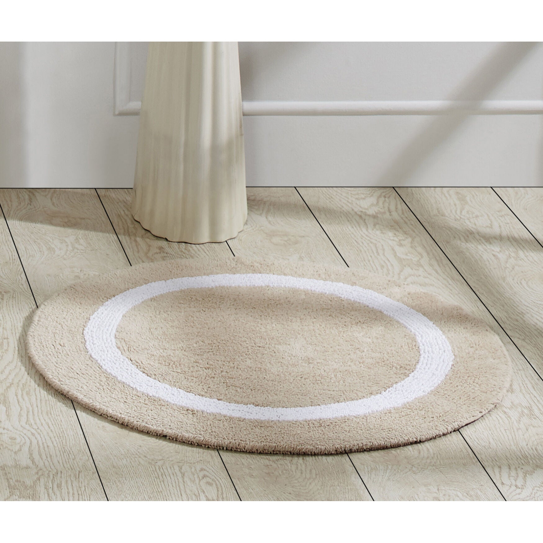 Hotel Collection 100% Cotton 30 inches Round Bath Rug, SAND WHITE, hi-res image number 0