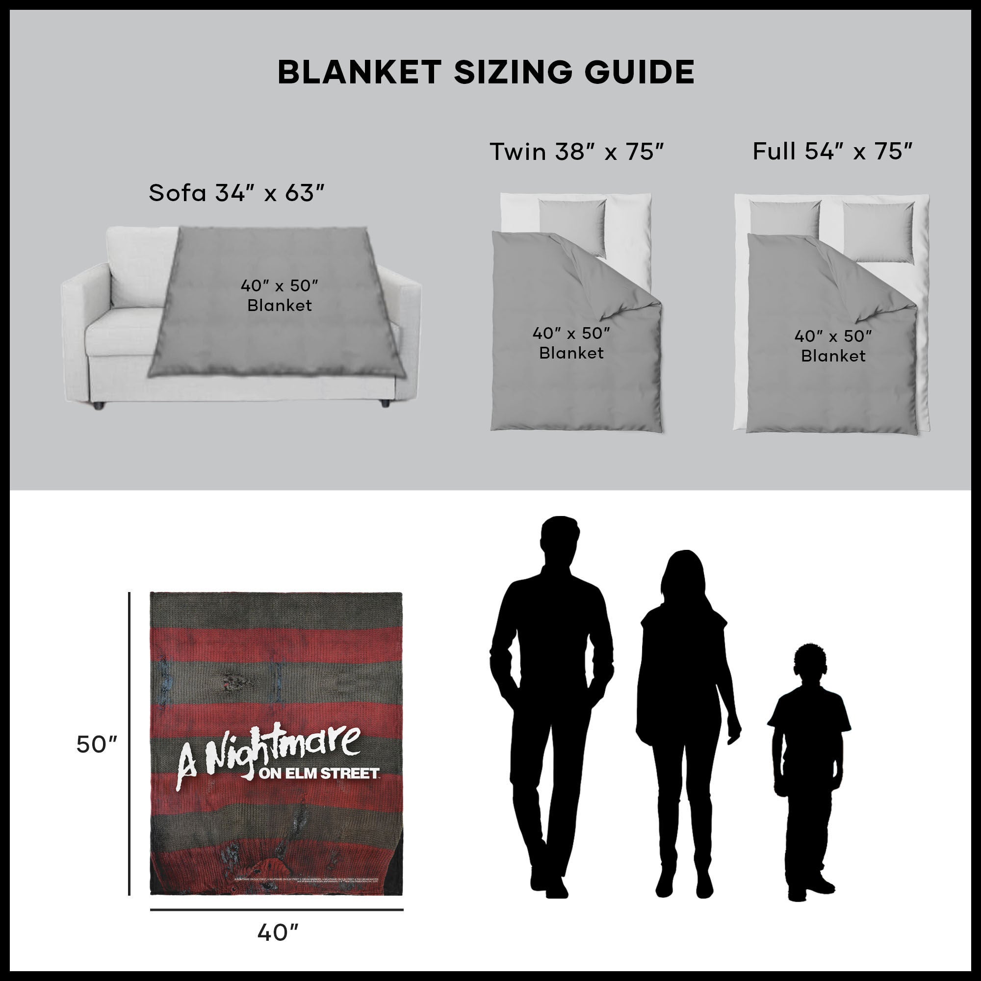 Warner Bros. Nightmare on Elm Street Sweater Silk Touch Throw Blanket 40X50 Inches, ELM STREET, alternate image number 5