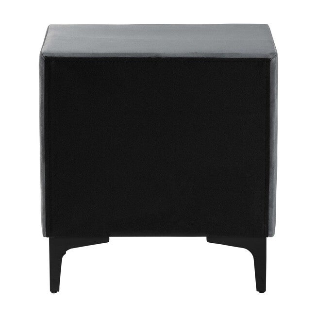 Etienne Modern Slate Grey Velvet 2-Drawer Nightstand, SLATE, alternate image number null