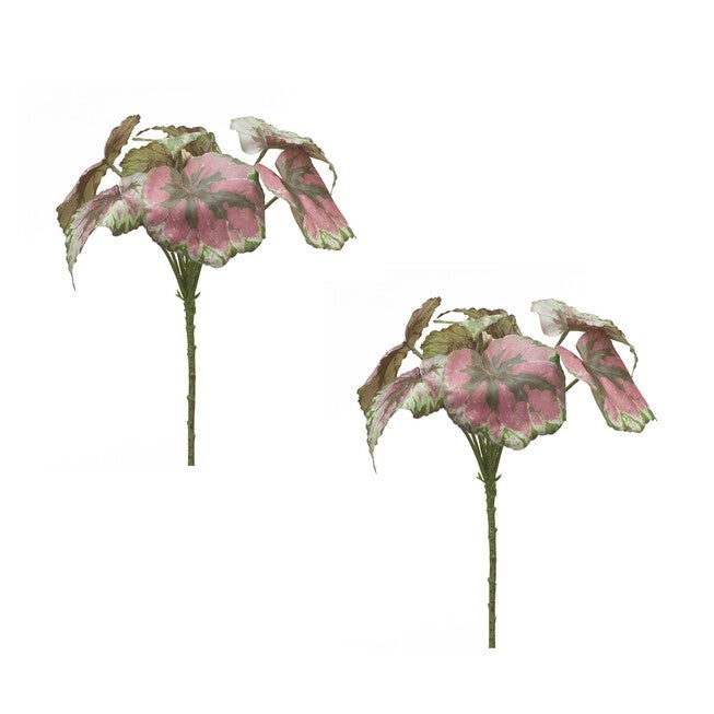 Begonia Leaf (Set of 2) 11.5 inchesH Polyester, RED/GREEN, hi-res image number 0