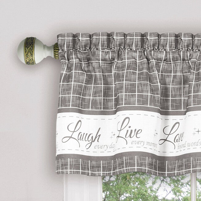 Live, Love, Laugh Window Curtain Tier Pair and Valance Set - 58x24, , alternate image number null