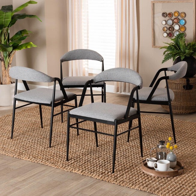 Orrin Modern Industrial Fabric and Metal Dining Chair, GREY, hi-res image number null