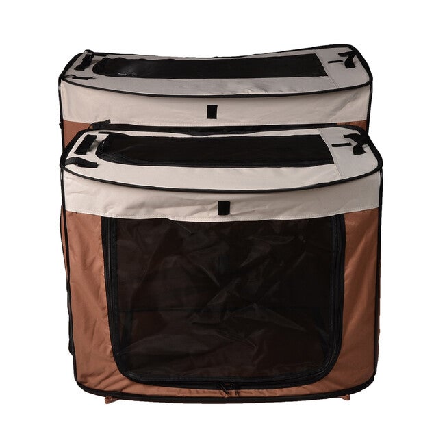 Large Portable/Foldable Kennel, 31.8 inches x 22.5 inches x 24.5 inches/25.6 inches x 20.86 inches x 2.35 inches, Brown, , alternate image number null