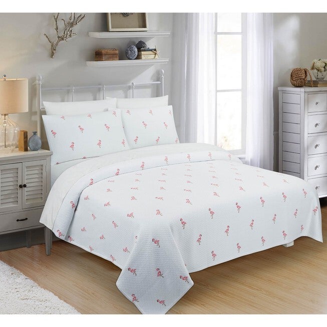 Flamingo Coverlet, WHITE PINK, hi-res image number 0
