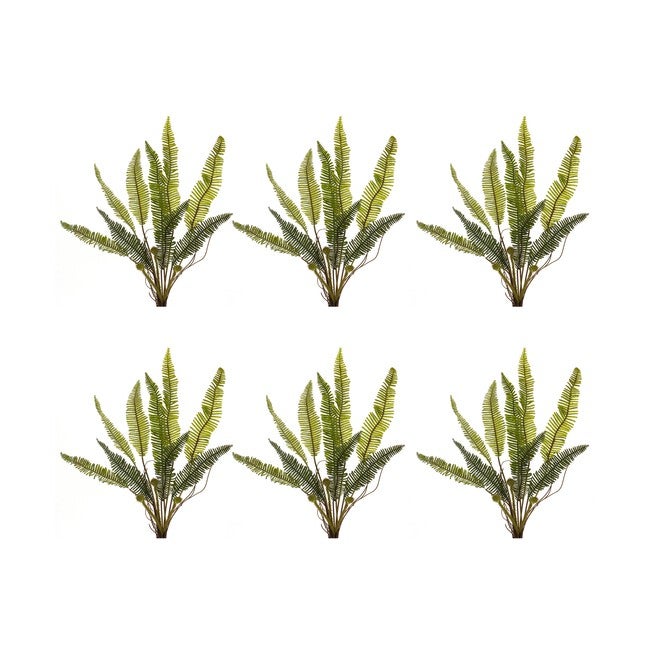 Fern Plant (Set of 6) 17.5 inchesH Plastic, GREEN/BROWN, hi-res image number null