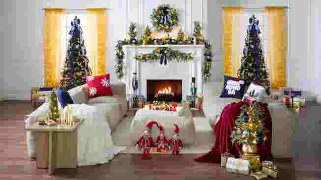 Living room with Christmas decorations and patio furniture