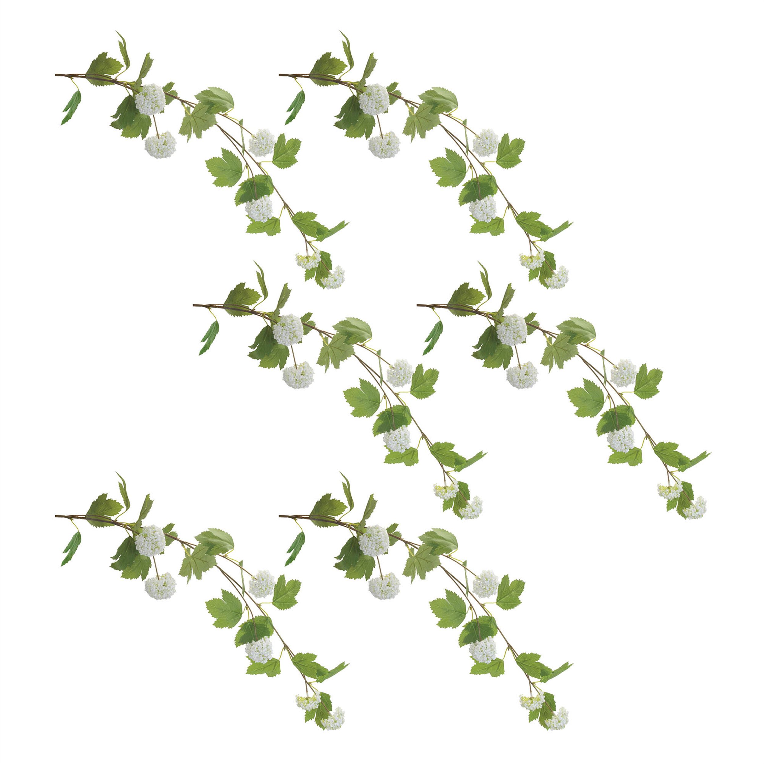Hanging Snowball Floral Branch Set of 6, WHITE GREEN, alternate image number 2