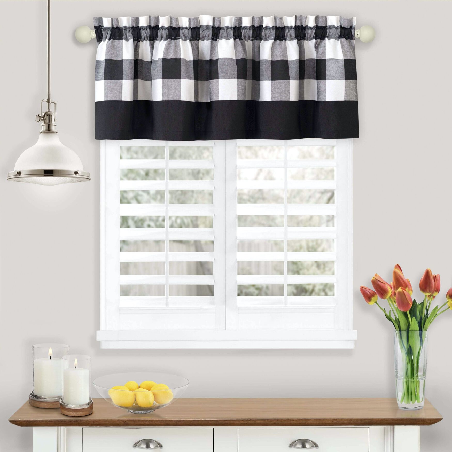 Hunter Window Curtain Valance, BLACK, hi-res image number 0