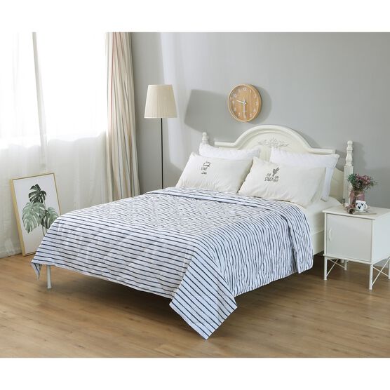 Nano Feather Blanket, Stripe, WHITE NAVY STRIPE, hi-res image number null