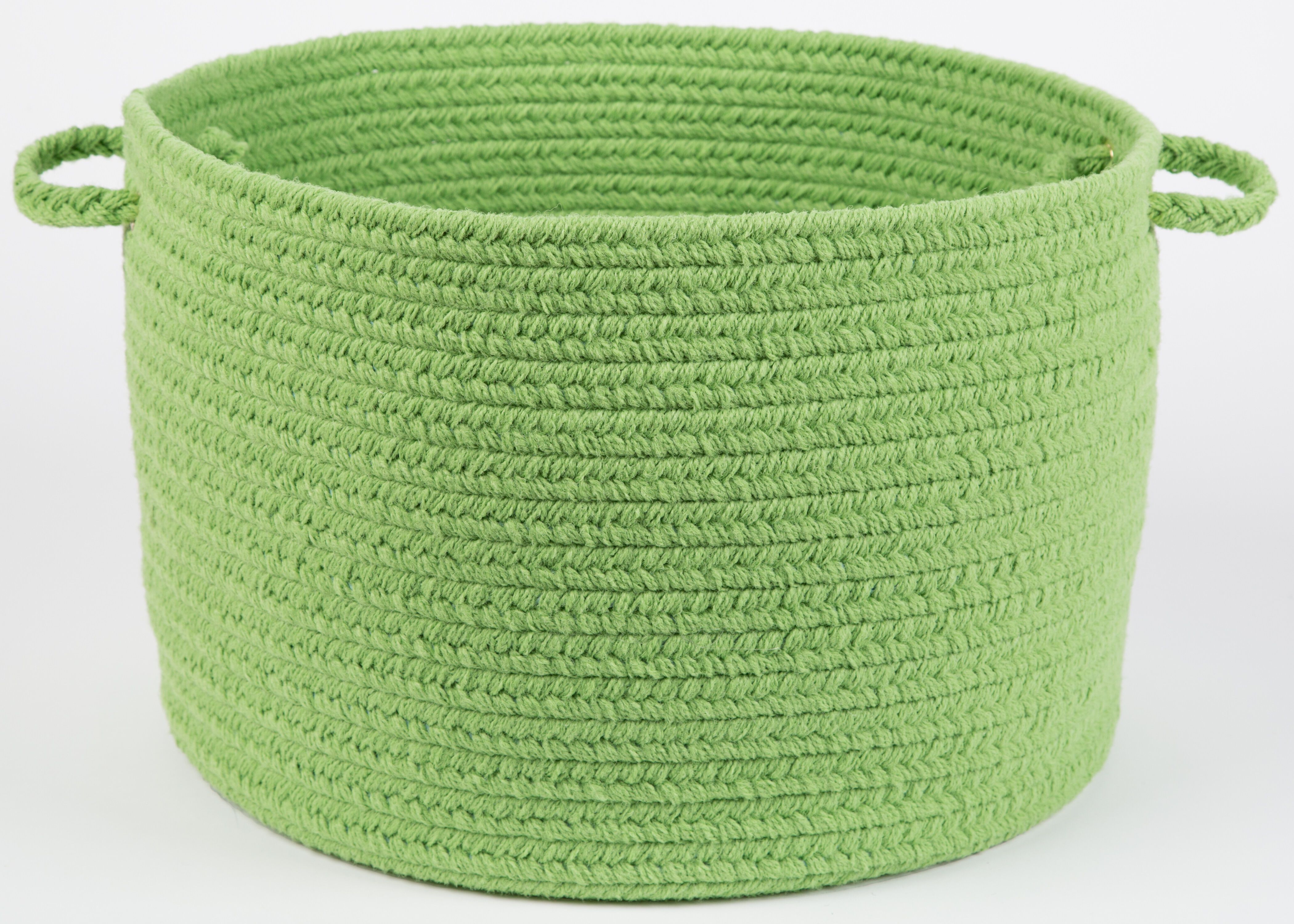 18 inches x 12 inches Braided Basket with Handles, KEY LIME, on-hover image number 1