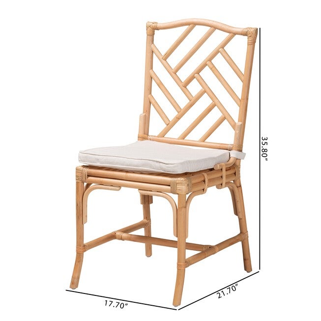 Rio Modern Bohemian Natural Brown Rattan Dining Chair, , alternate image number null