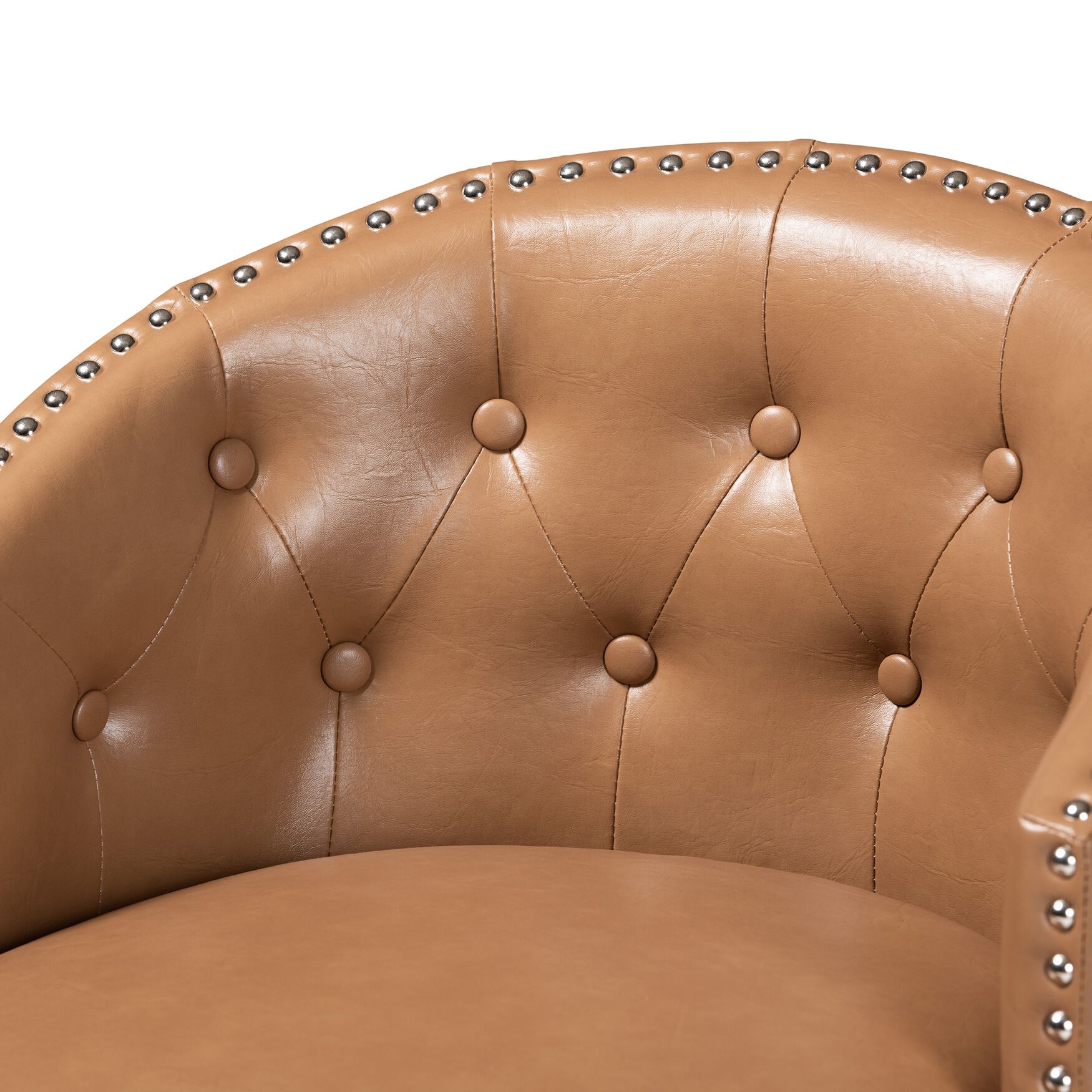 Theron Mid-Century Transitional Black Faux Leather and Espresso Brown Finished Wood 2-Piece Swivel Counter Stool Set, , alternate image number 32