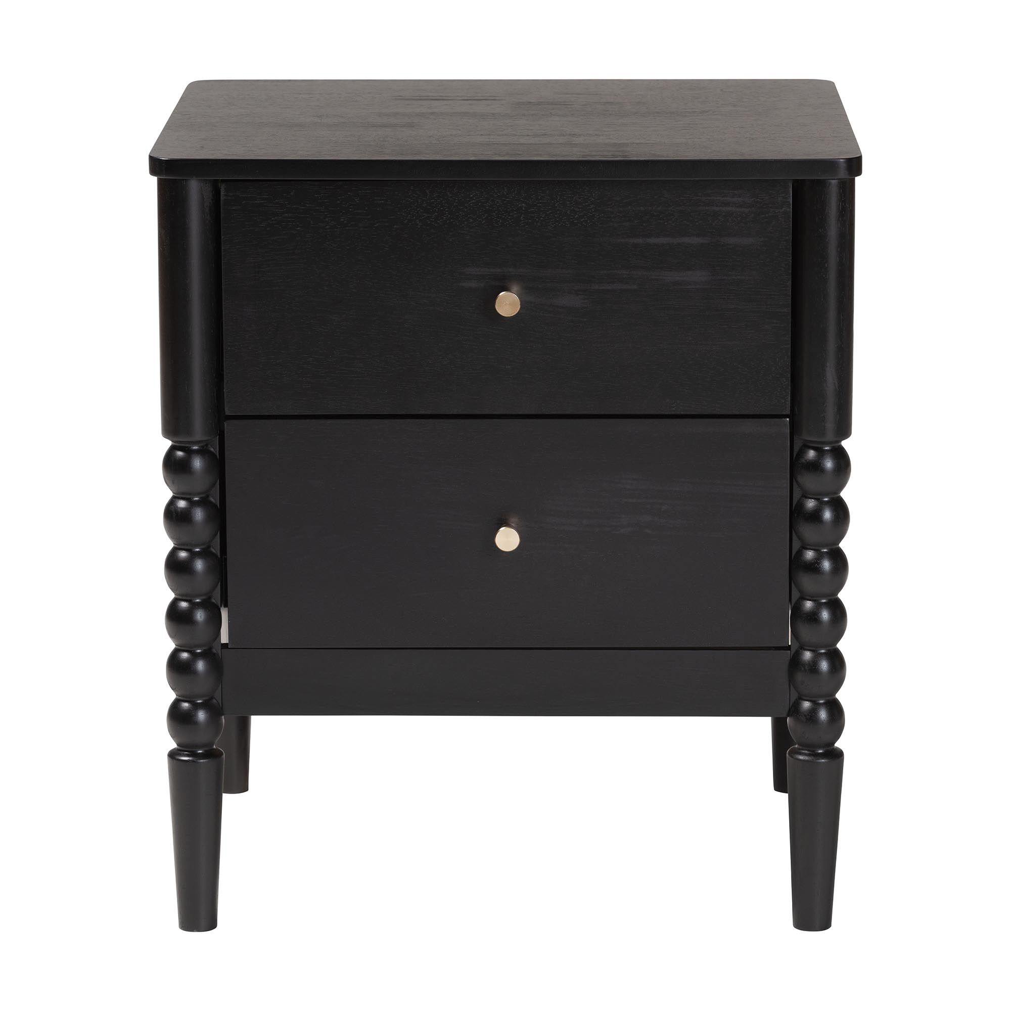 Lucera Mid-Century White 2-Drawer Bobbin Nightstand, BLACK, alternate image number 3