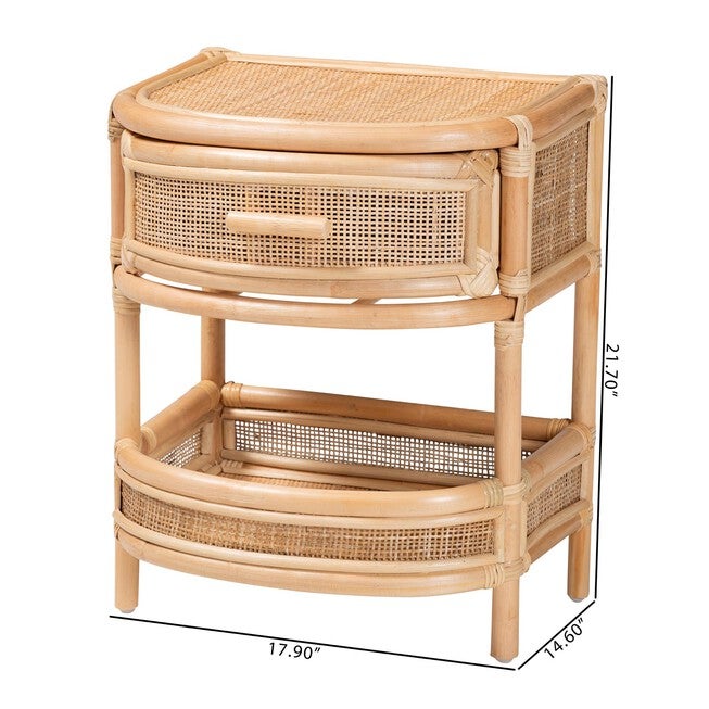 Divitia Bohemian Natural Rattan 1-Drawer Nightstand, , alternate image number 14