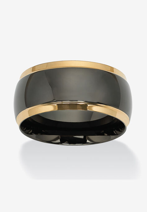 Stainless Steel Black and Gold Ion Plated Wedding Band Ring, STAINLESS STEEL, hi-res image number null