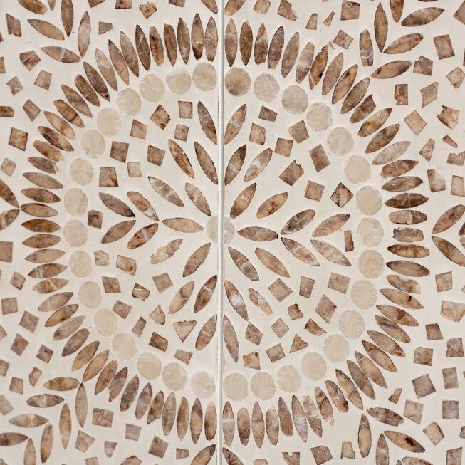 Ercilia Modern Bohemian White and Rustic Brown Mother of Pearl Storage Cabinet, WHITE, alternate image number 6