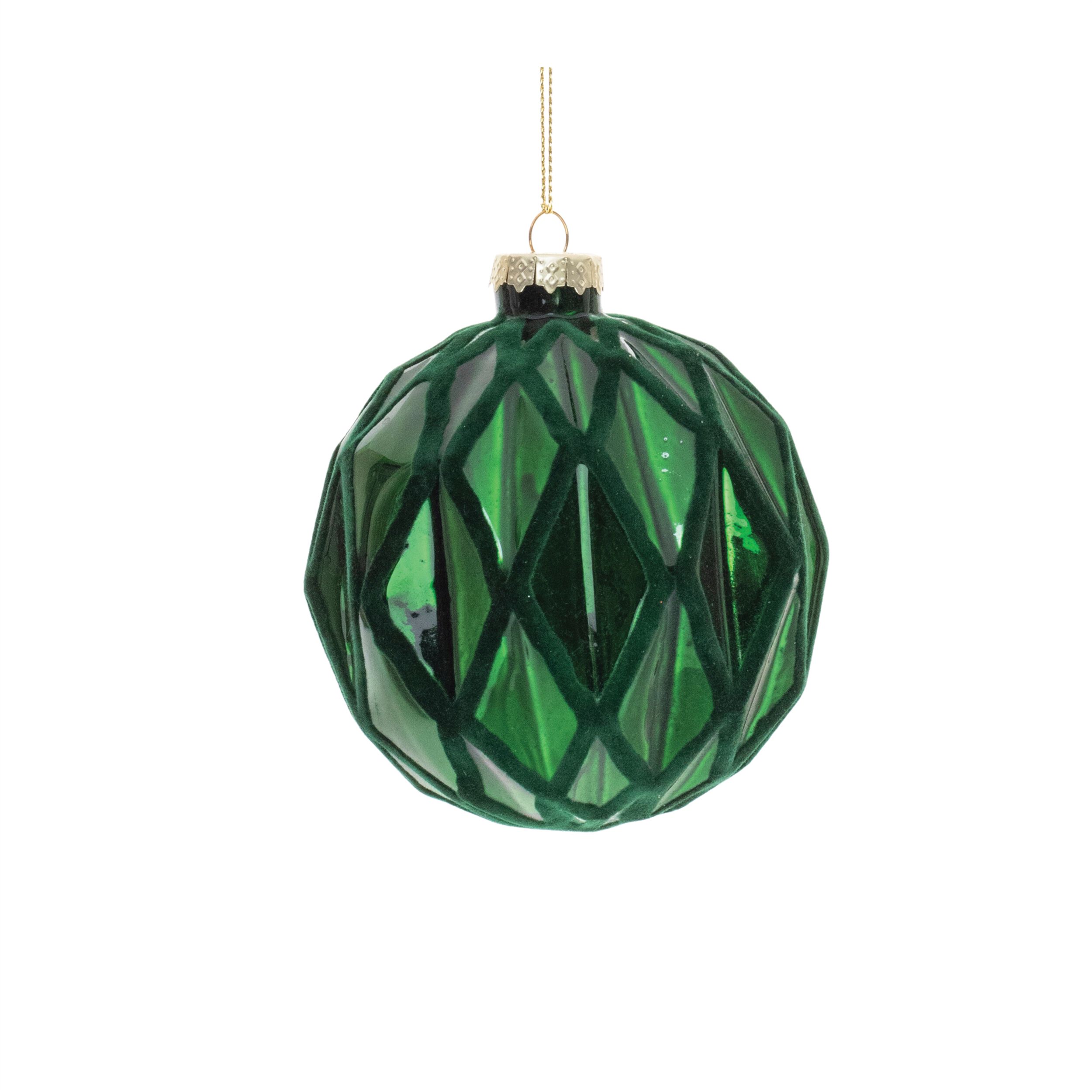 Green Textured Harlequin Glass Ornament (Set of 6), GREEN, alternate image number 4