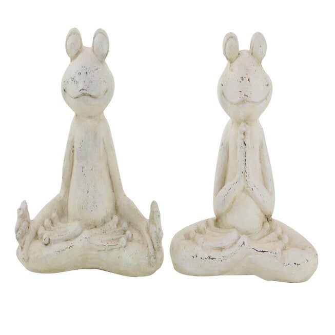 Set Of 2 White Resin Eclectic Garden Sculpture, , on-hover image number null