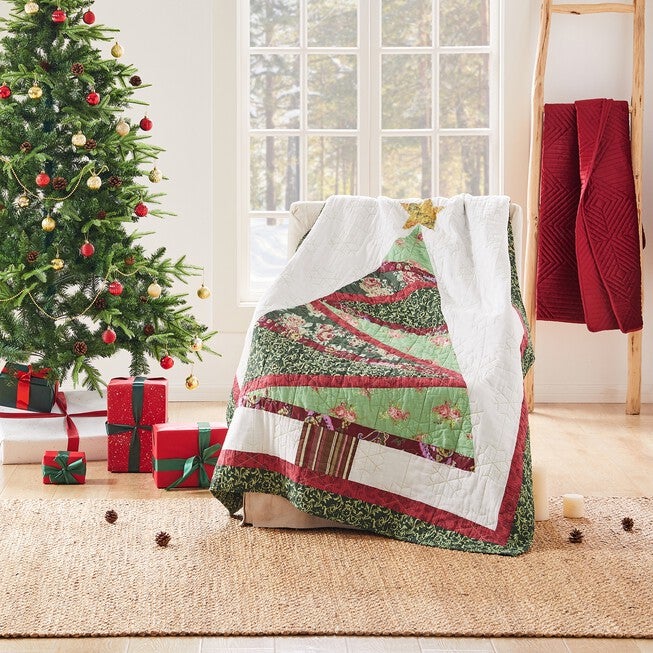 Christmas Tree Throw, RED, hi-res image number 0