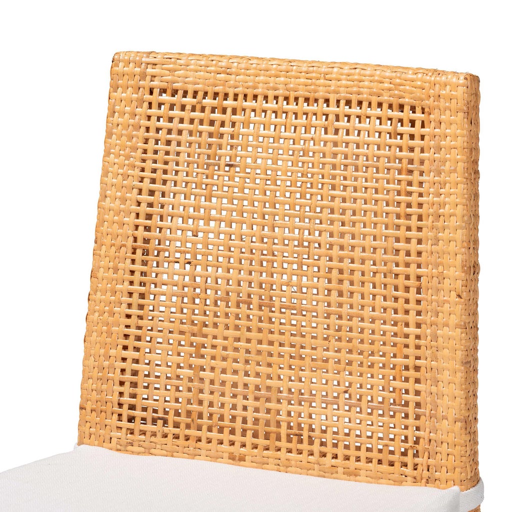 Close-up of woven rattan pattern on chair
