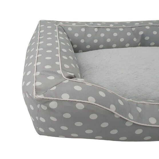 Dots Printing poly-cotton bolster with detachable faux fur cushion Medium Size, , alternate image number null