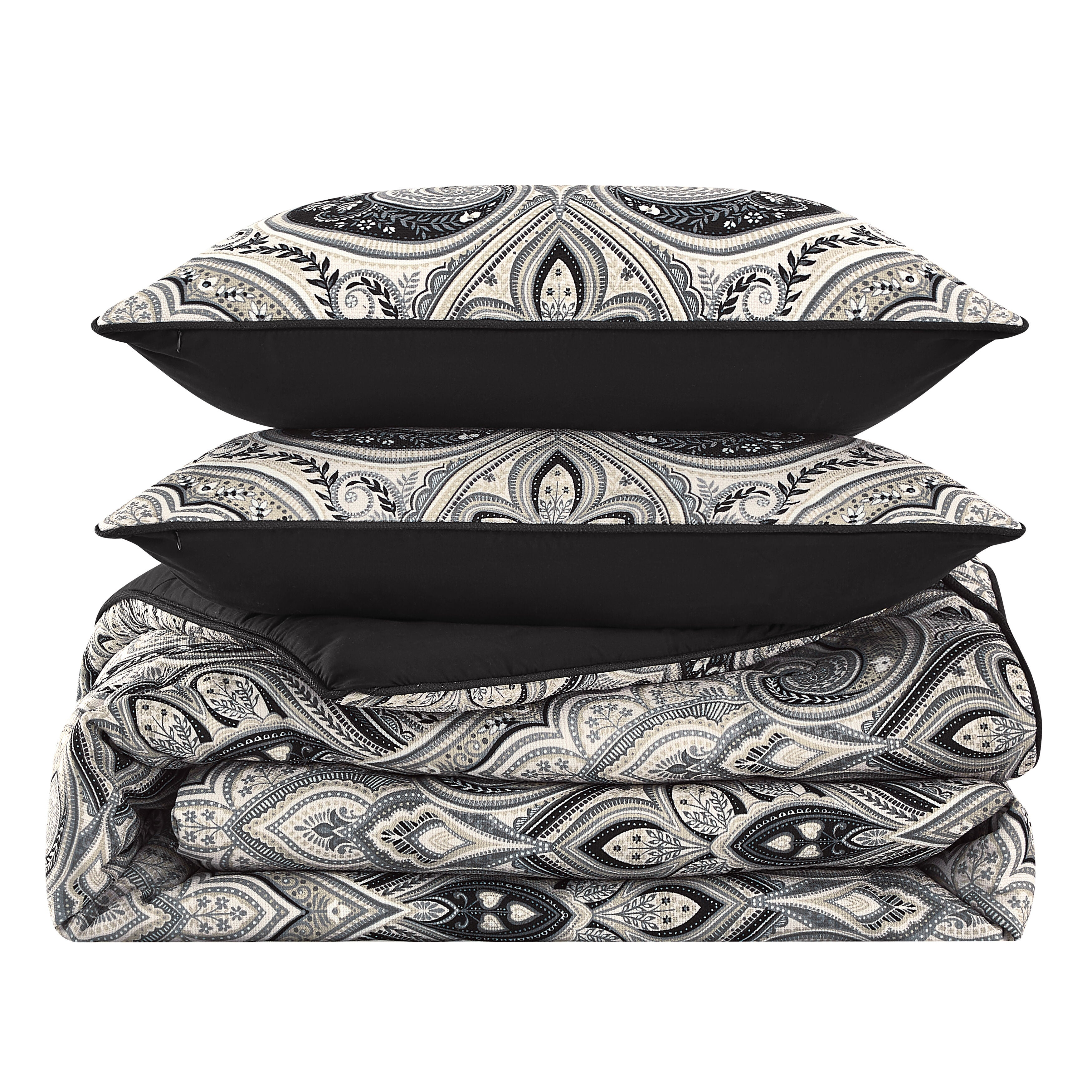 Messina 3 Piece Comforter Set, BLACK, alternate image number null