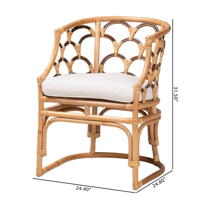 Aster Modern Bohemian Natural Brown Rattan Armchair, , alternate image number null